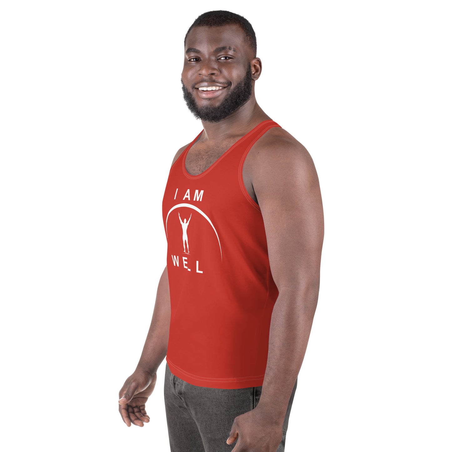 I AM WELL Men's Performance Tank Top - Red w/ White Logo