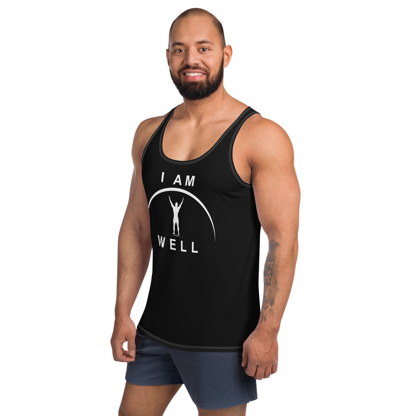 I AM WELL Men's Performance Tank Top - Black w/ White Logo