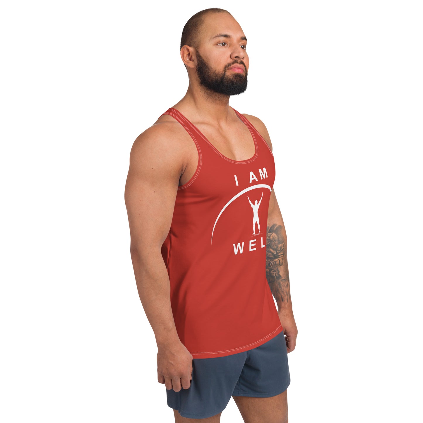 I AM WELL Men's Performance Tank Top - Red w/ White Logo