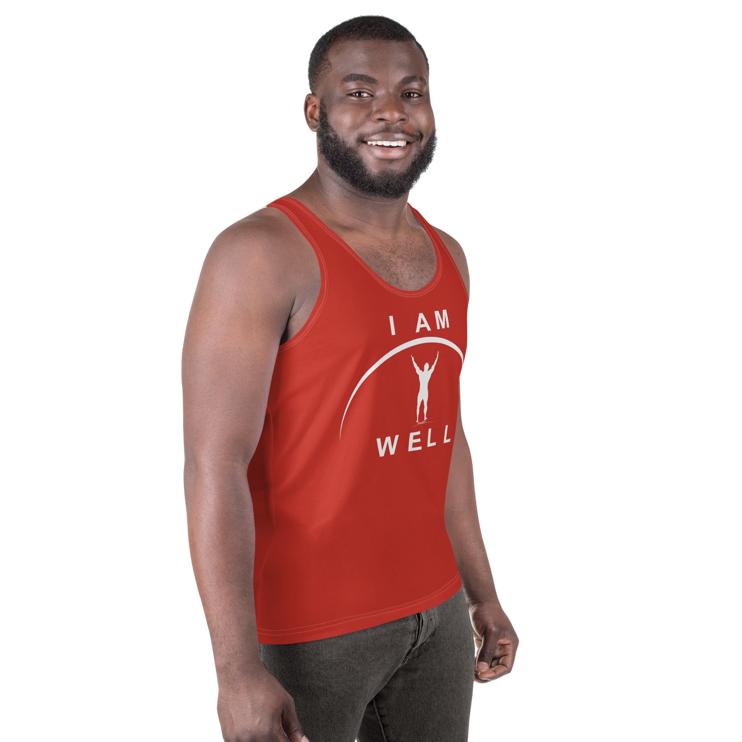 I AM WELL Men's Performance Tank Top - Red w/ White Logo