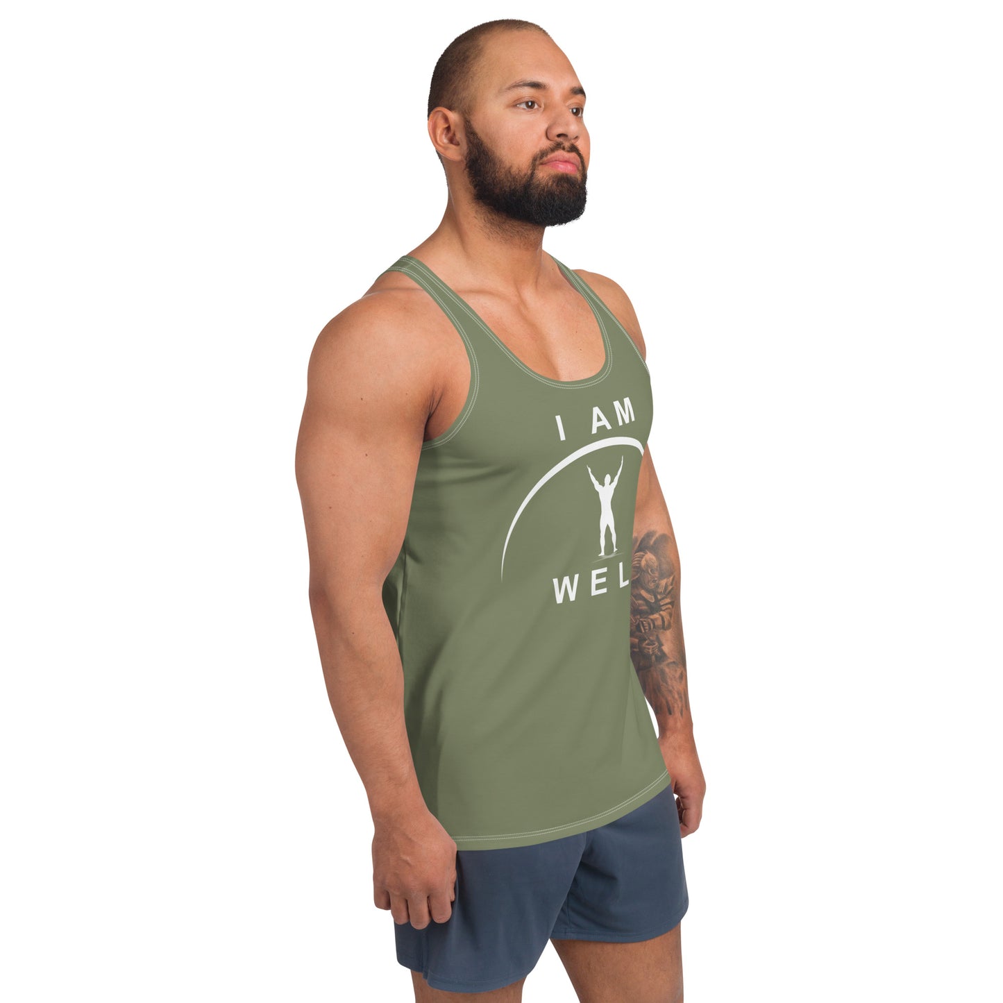 I AM WELL Men's Performance Tank Top - OD Green w/ White Logo