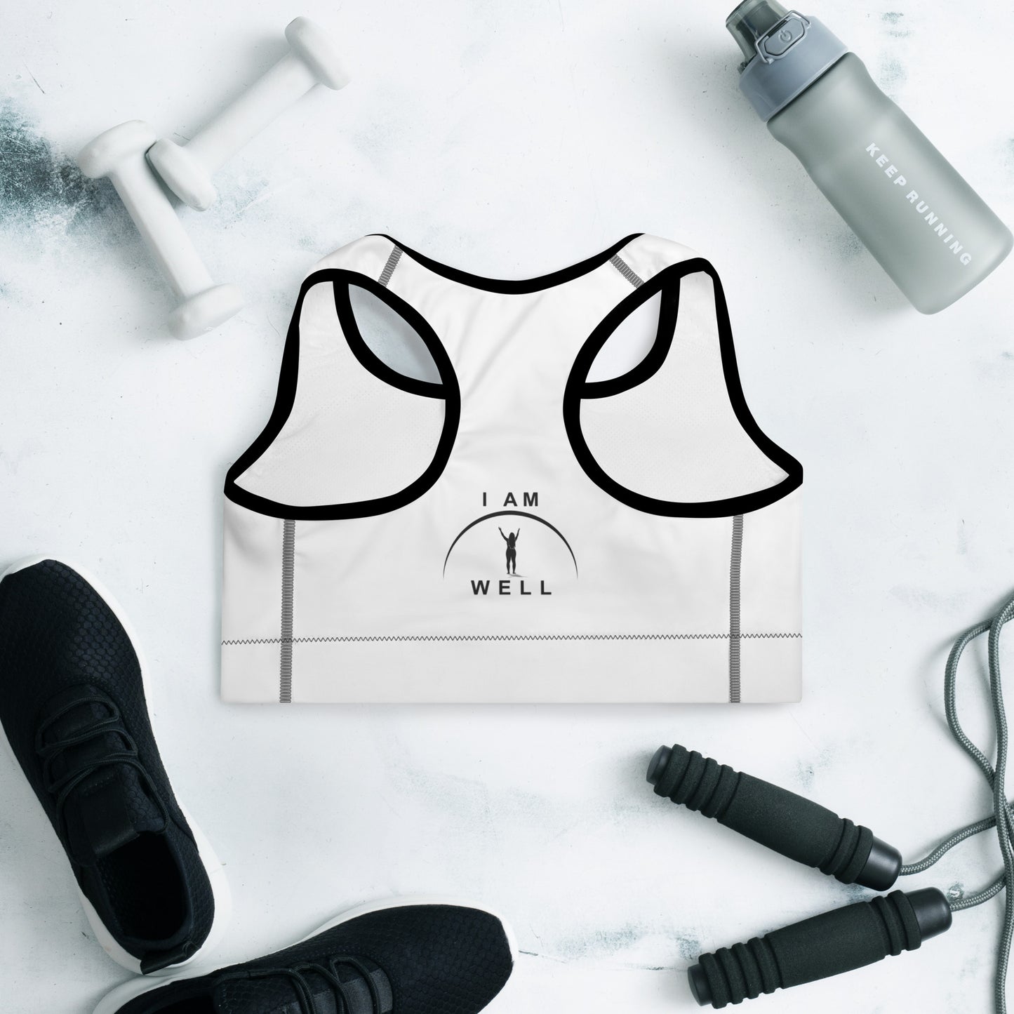 I AM WELL Women's Padded Sports Bra Black Logo (multiple color options)