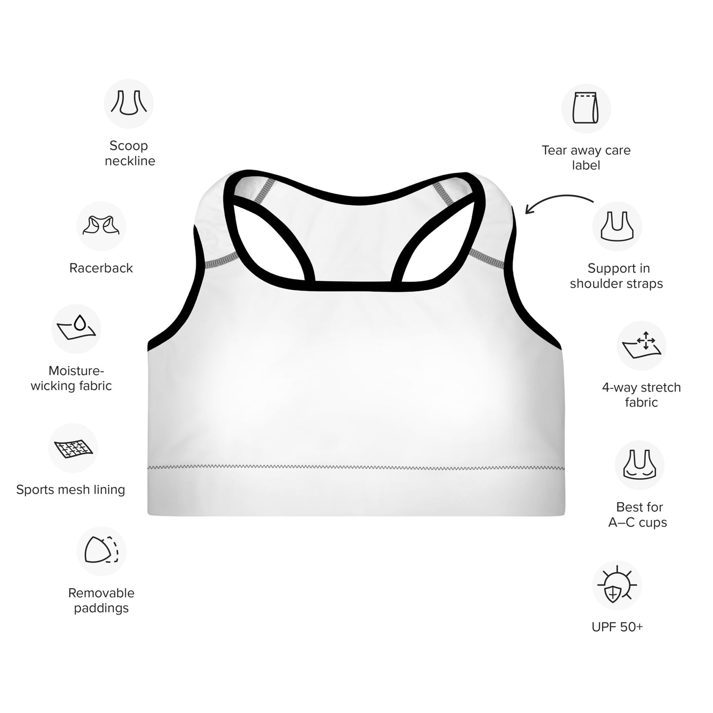 I AM WELL Women's Padded Sports Bra Black Logo (multiple color options)