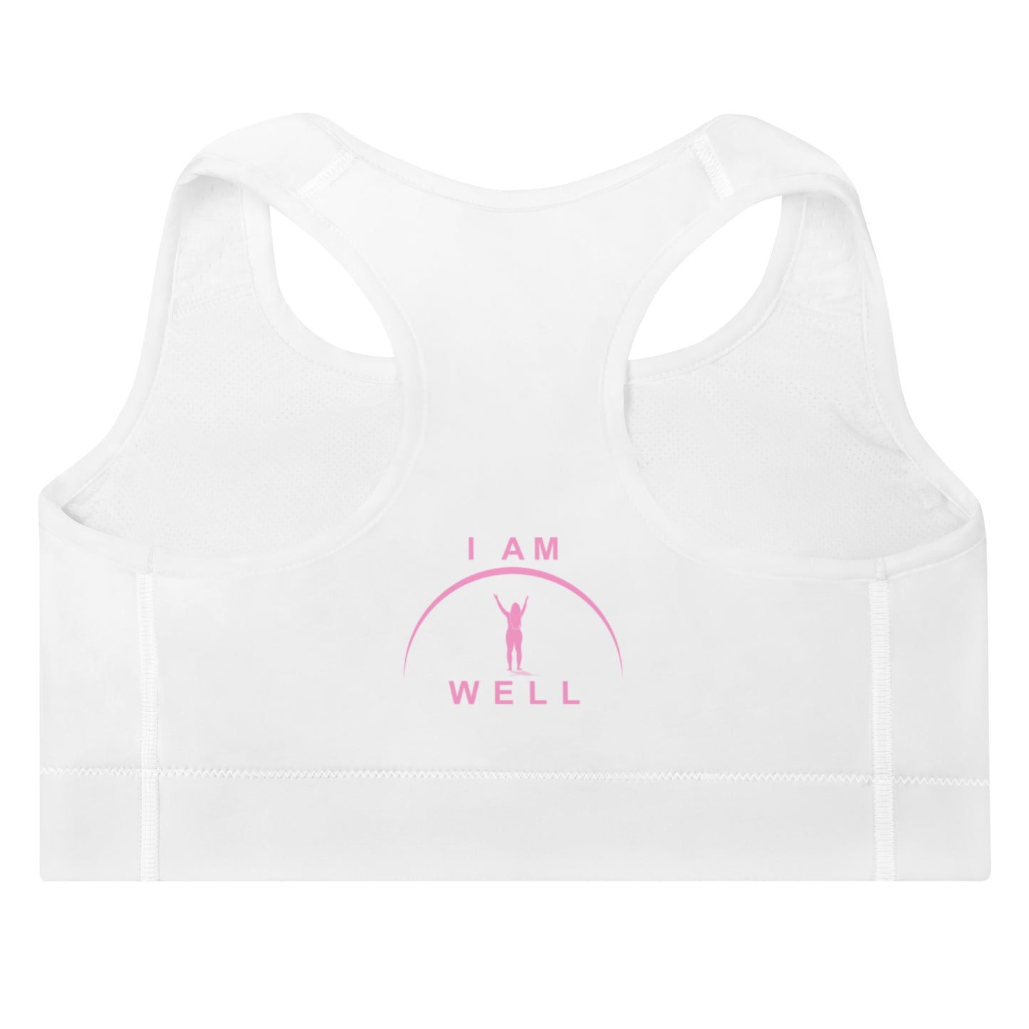 I AM WELL Women's Padded Sports Bra Pink Logo