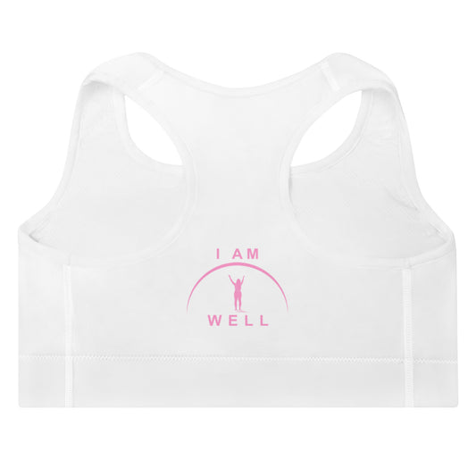 I AM WELL Women's Padded Sports Bra Pink Logo