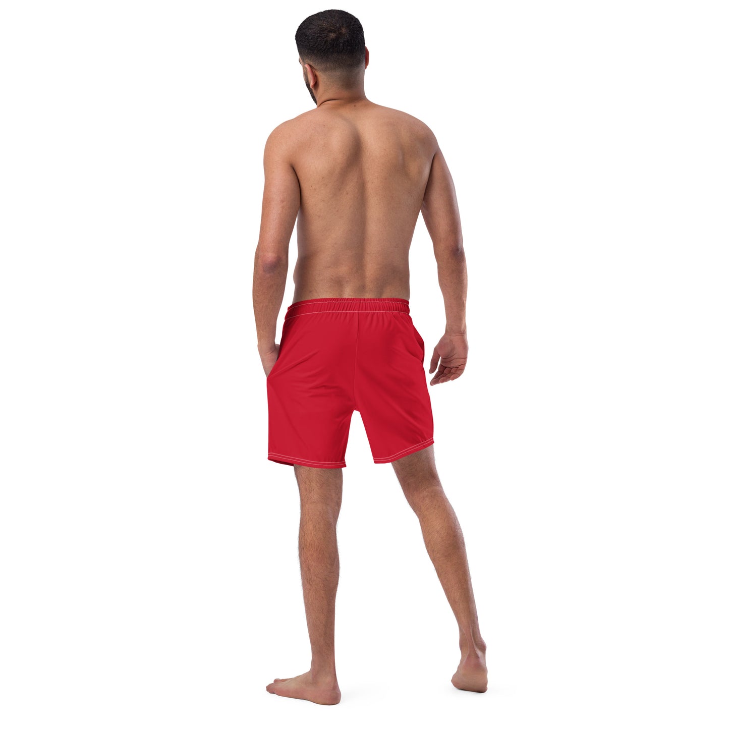 I AM WELL Men's Swim Trunks - Red w/ White Logo