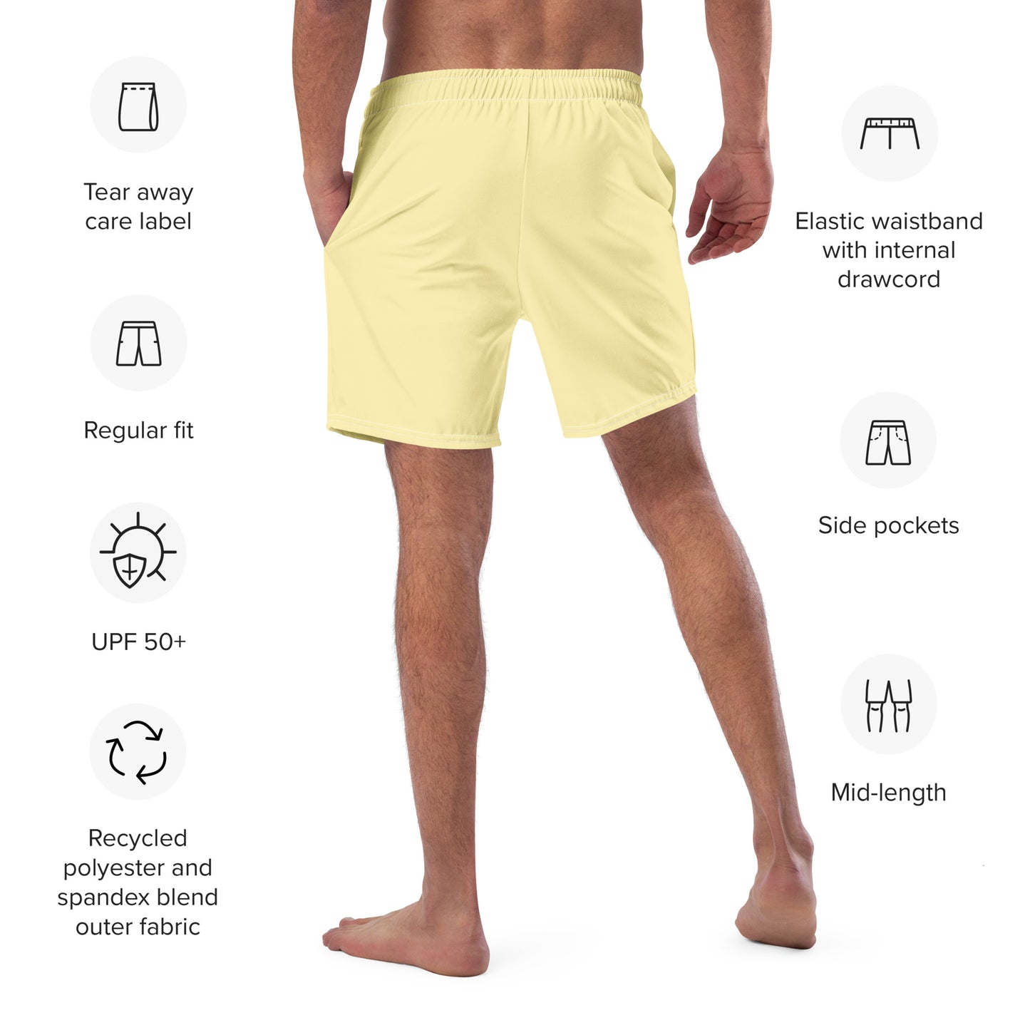 I AM WELL Men's Swim Trunks - Yellow w/ White Logo