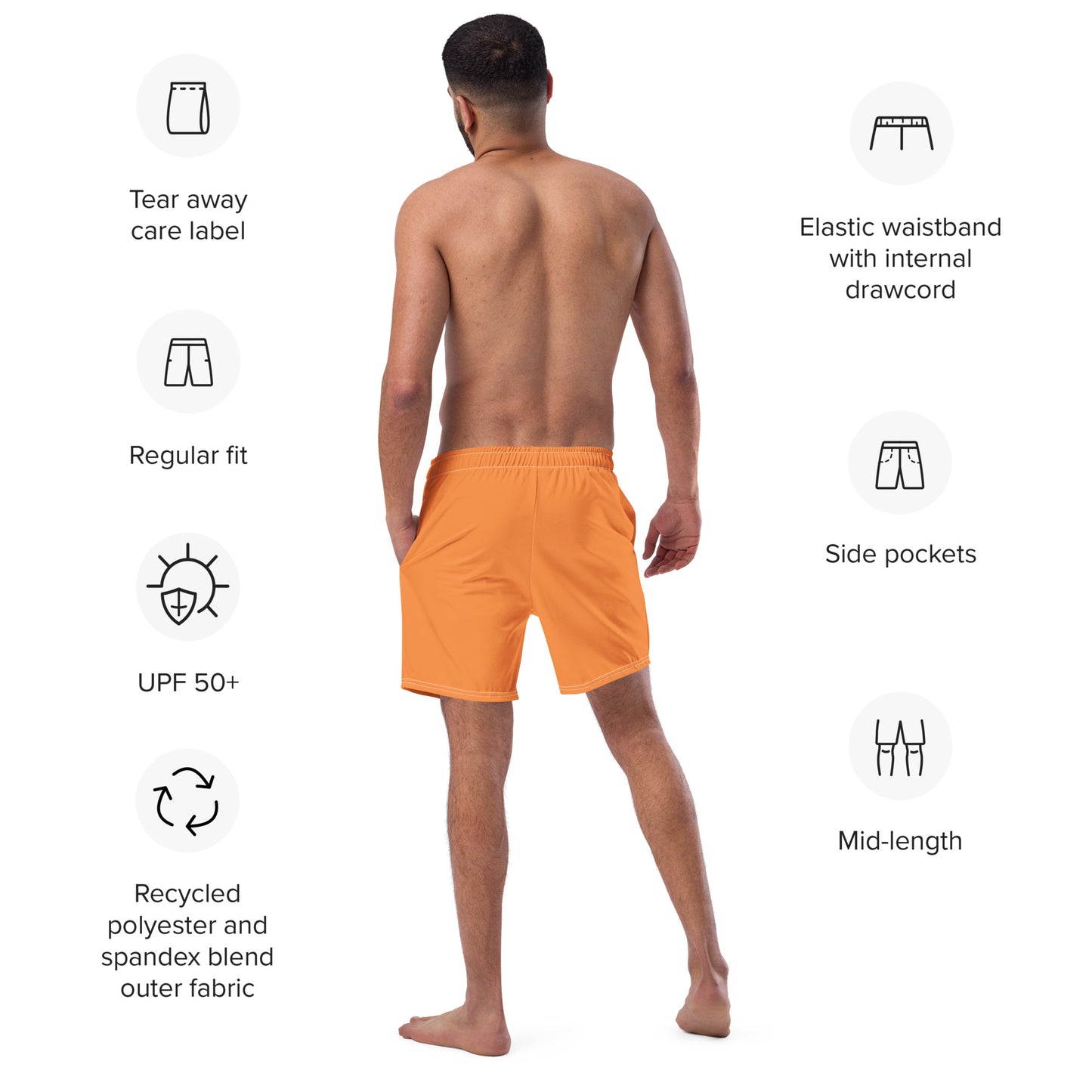 I AM WELL Men's Swim Trunks - Orange w/ White Logo