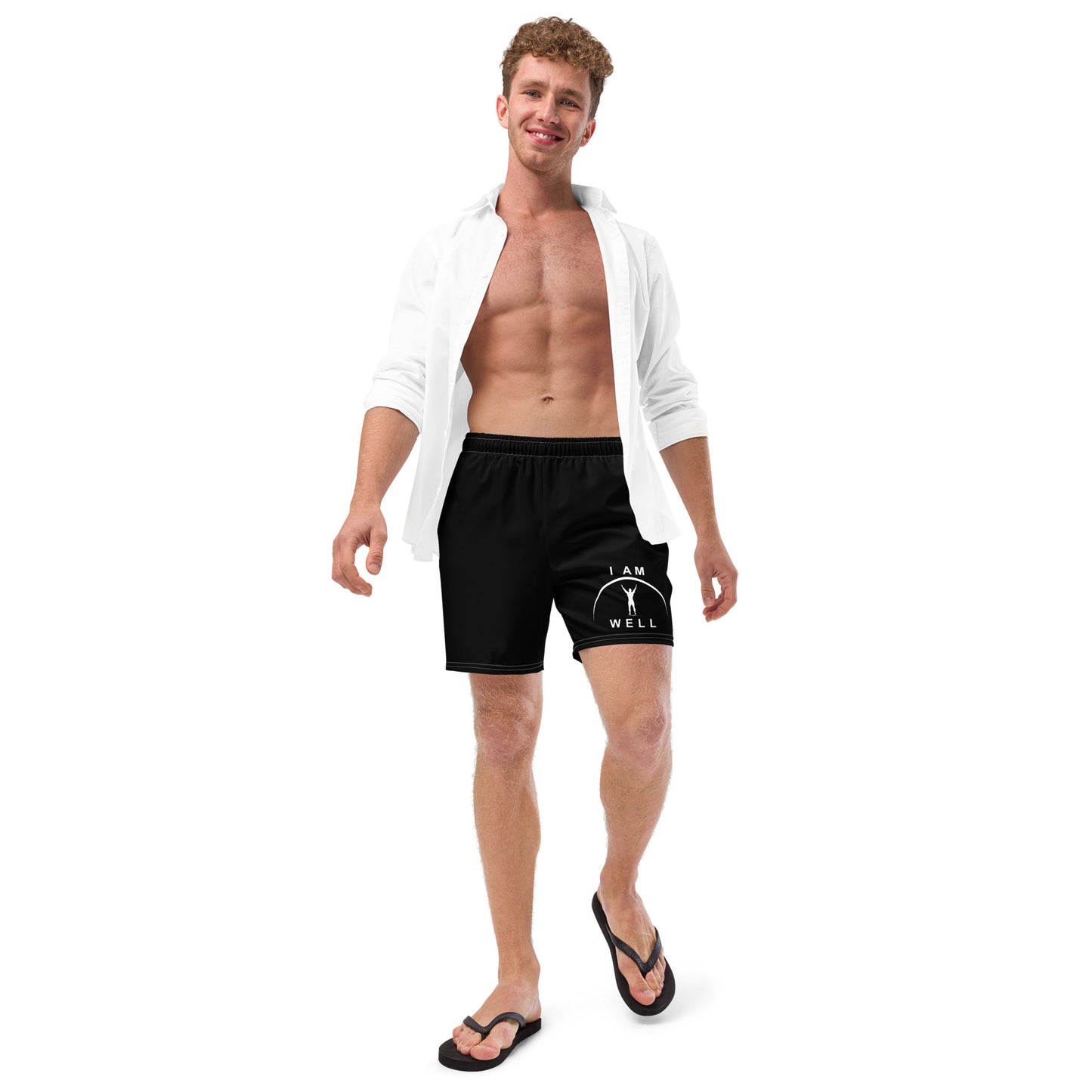 I AM WELL Men's Swim Trunks - Black w/ White Logo