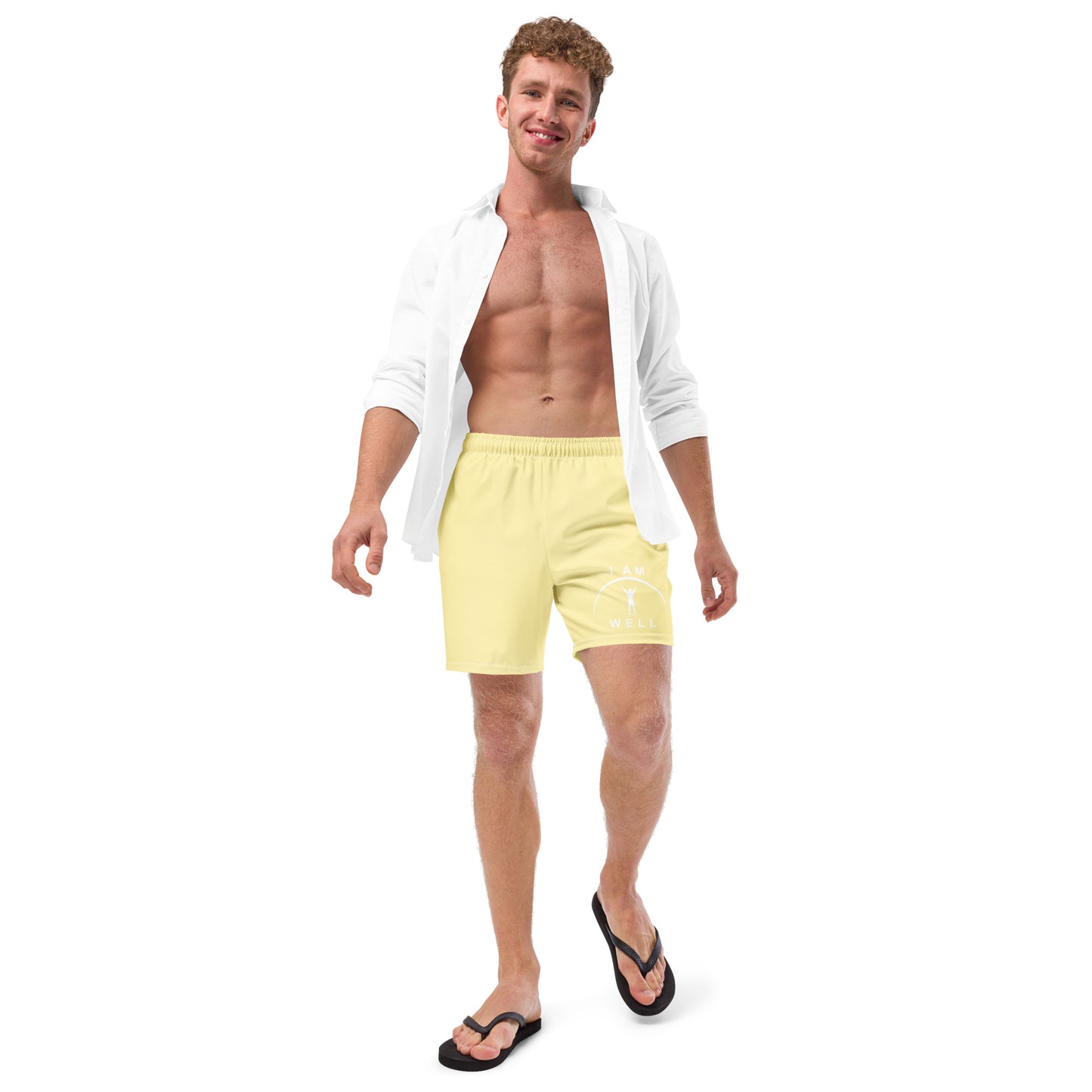 I AM WELL Men's Swim Trunks - Yellow w/ White Logo