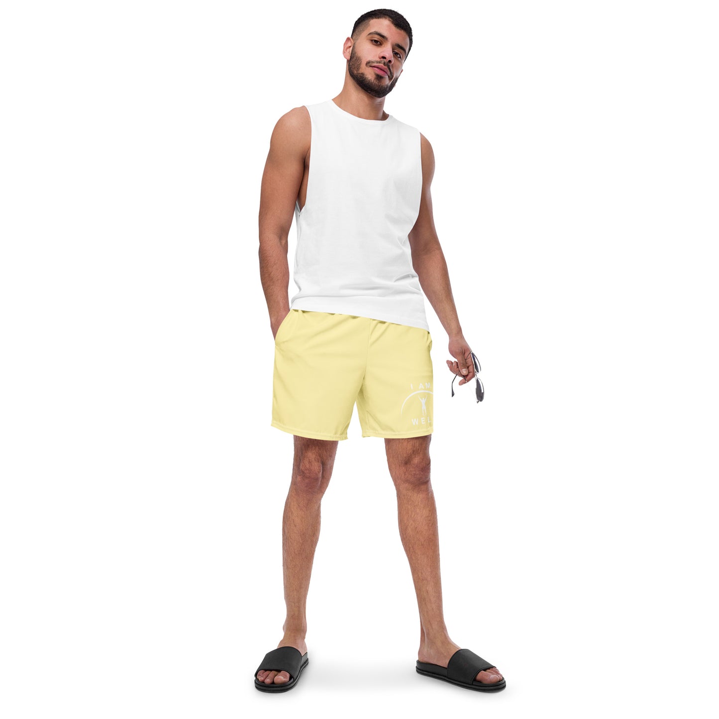 I AM WELL Men's Swim Trunks - Yellow w/ White Logo