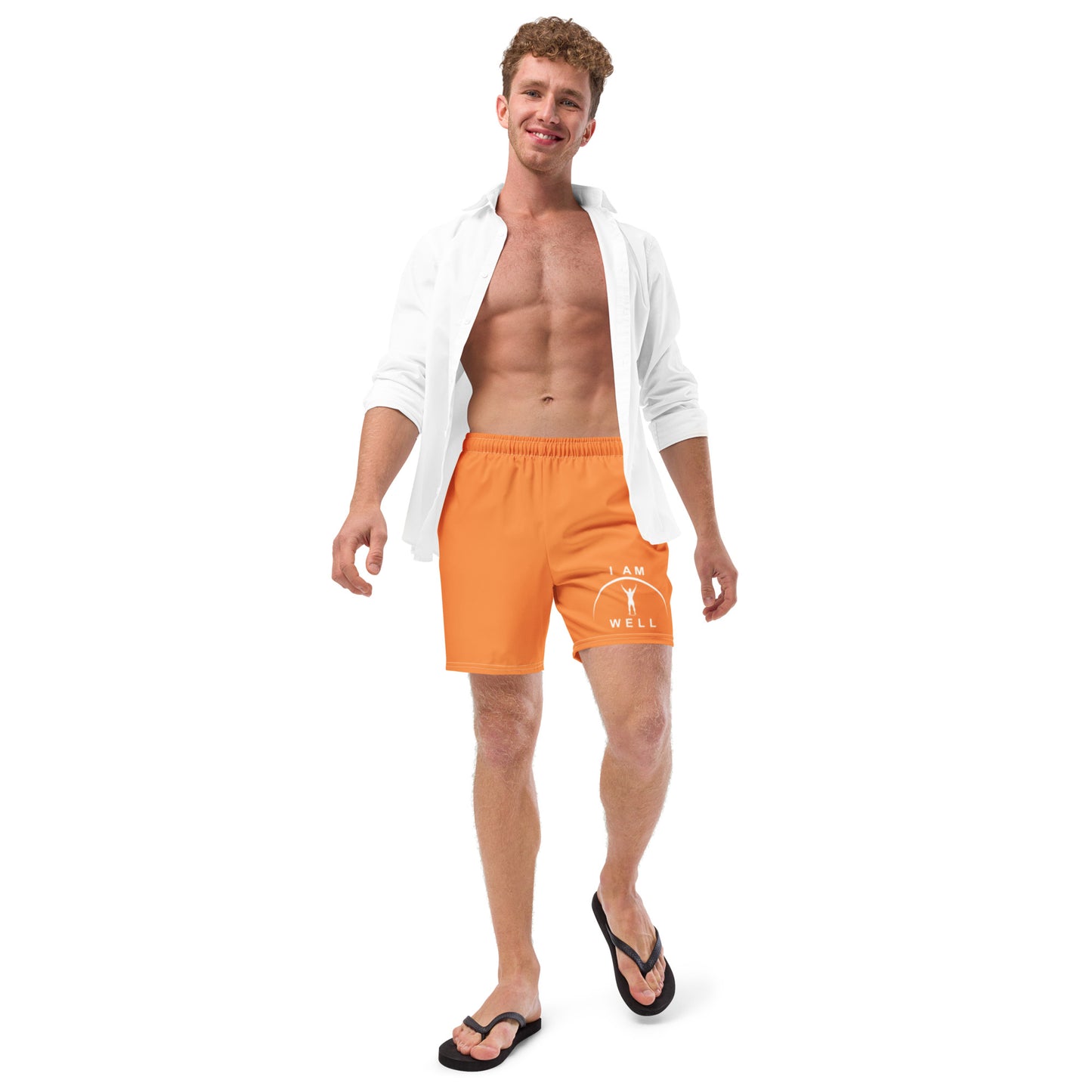 I AM WELL Men's Swim Trunks - Orange w/ White Logo