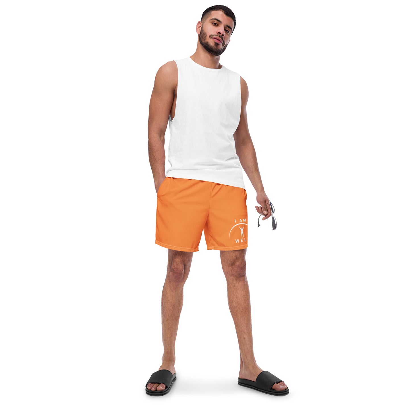 I AM WELL Men's Swim Trunks - Orange w/ White Logo