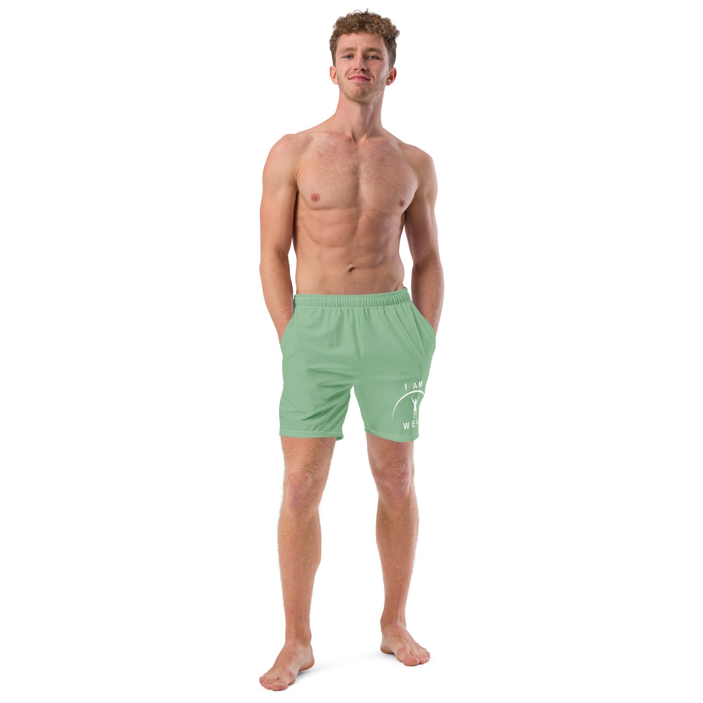 I AM WELL Men's Swim Trunks - Sea Green w/ White Logo