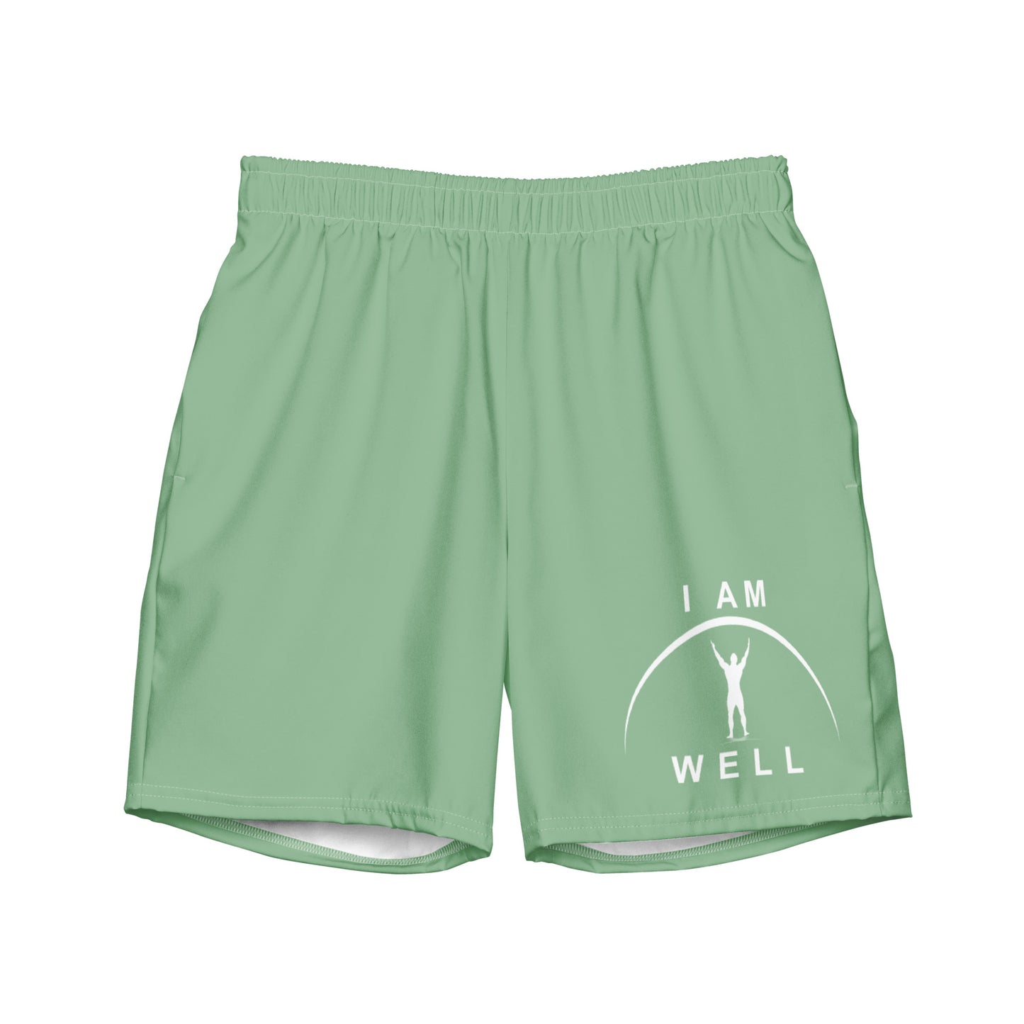 I AM WELL Men's Swim Trunks - Sea Green w/ White Logo