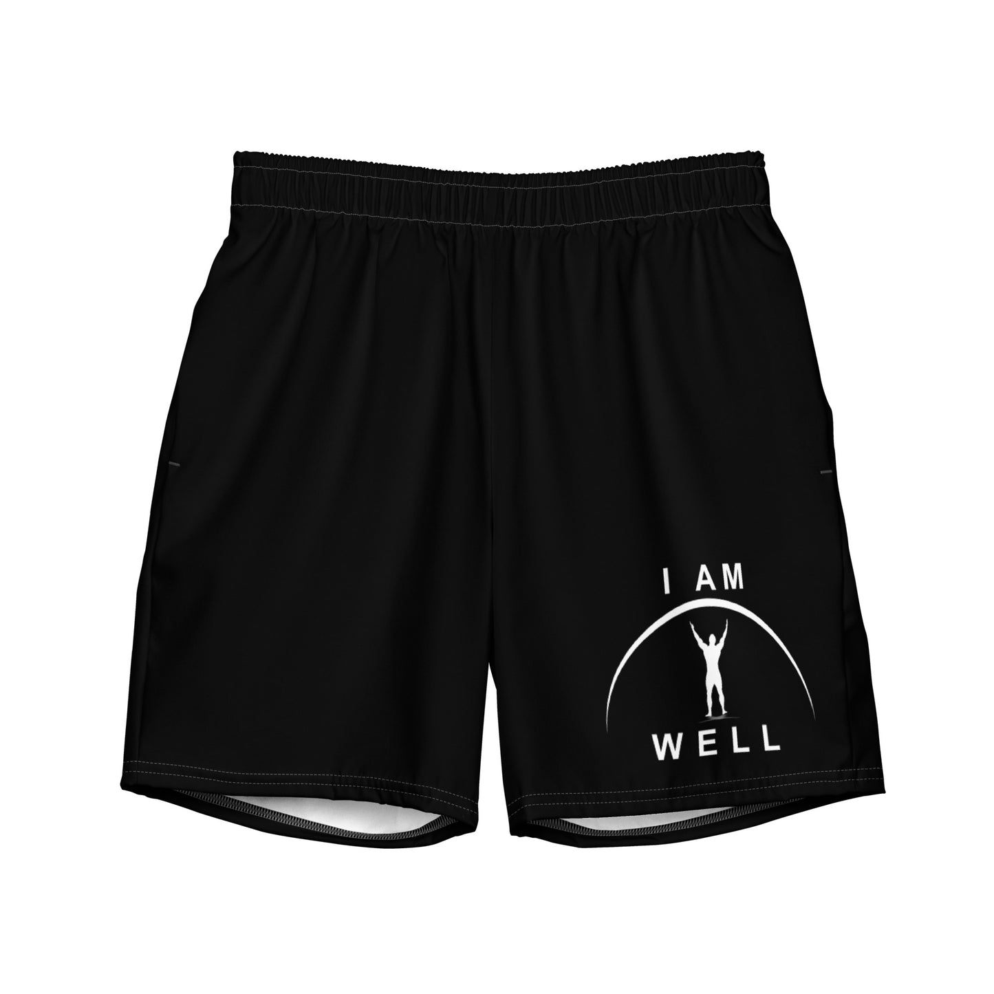 I AM WELL Men's Swim Trunks - Black w/ White Logo