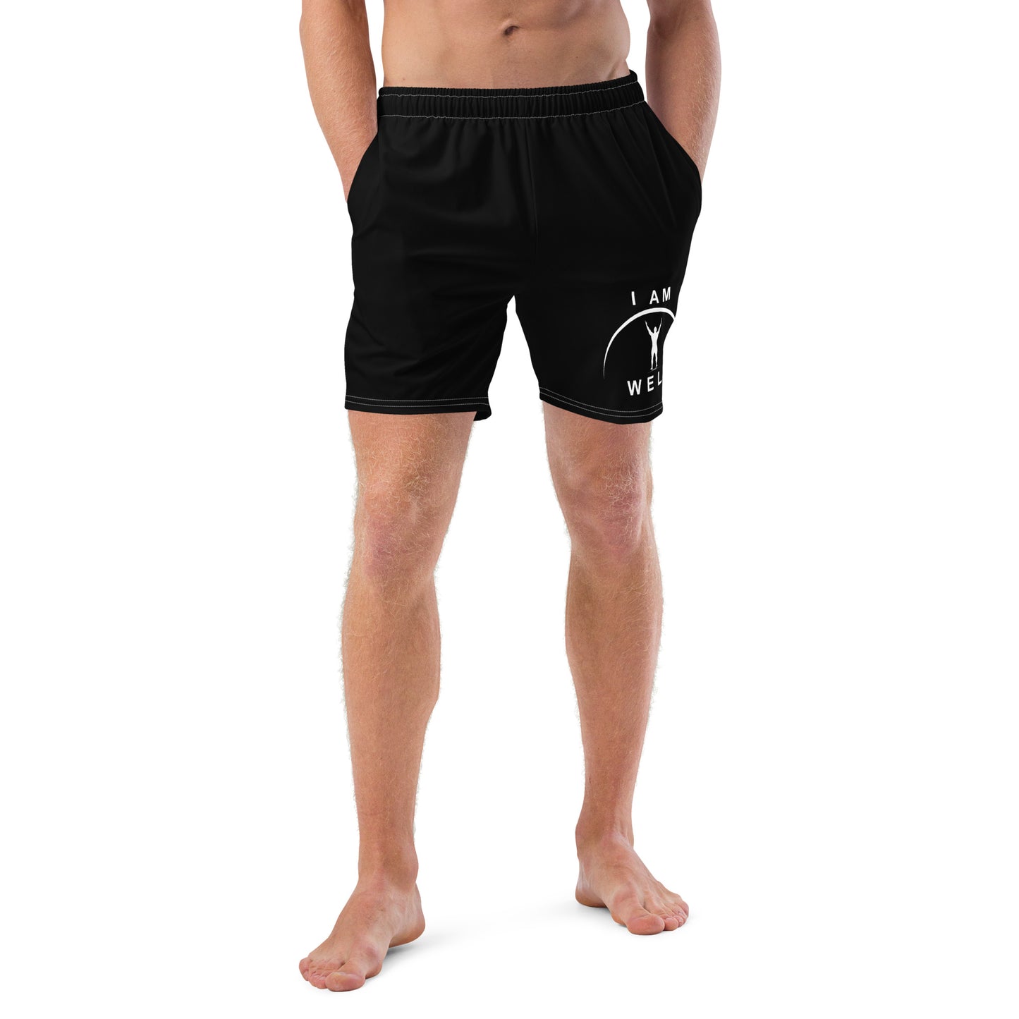 I AM WELL Men's Swim Trunks - Black w/ White Logo