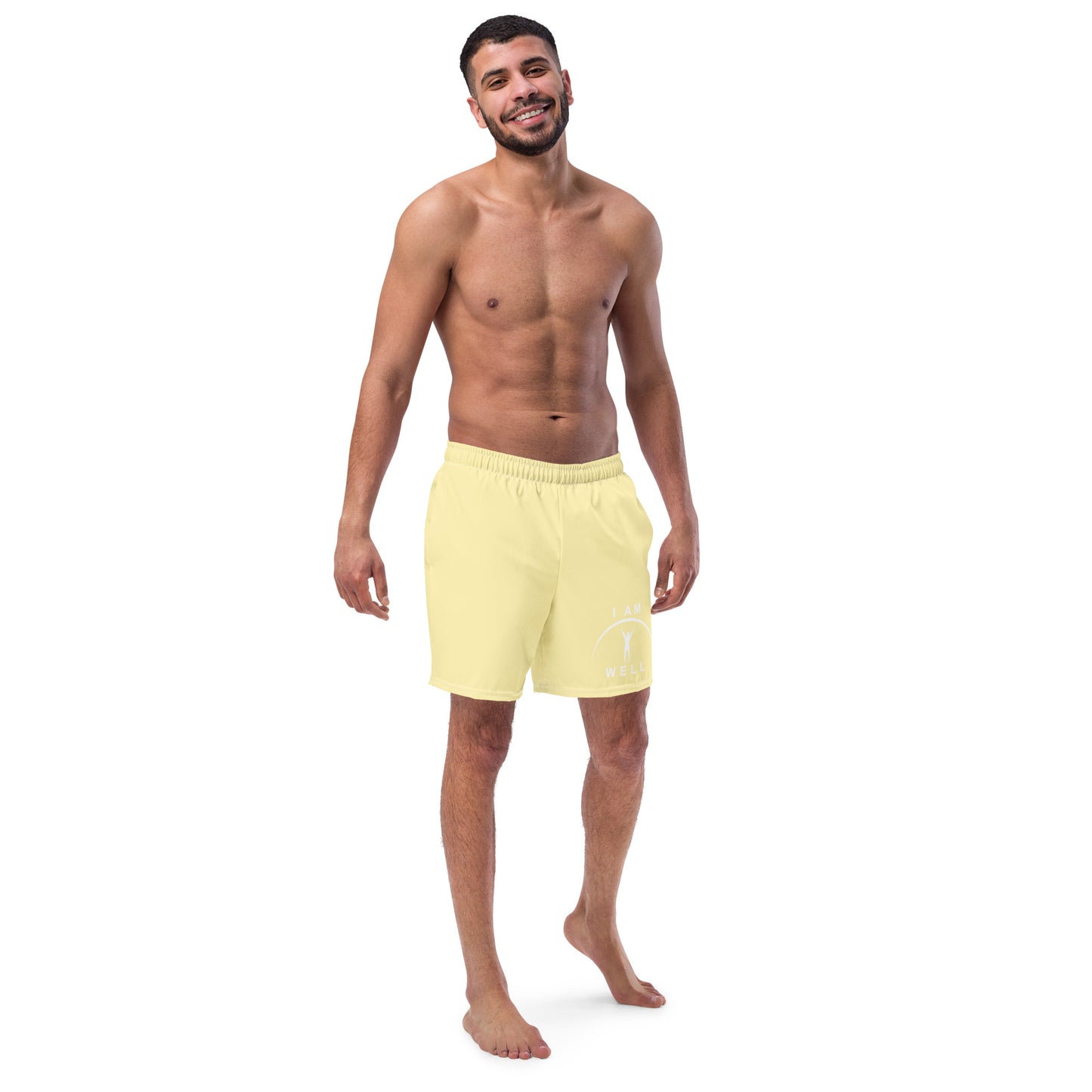 I AM WELL Men's Swim Trunks - Yellow w/ White Logo