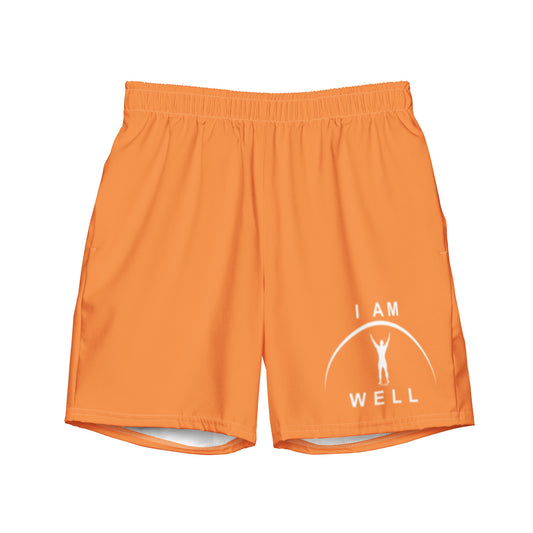 I AM WELL Men's Swim Trunks - Orange w/ White Logo