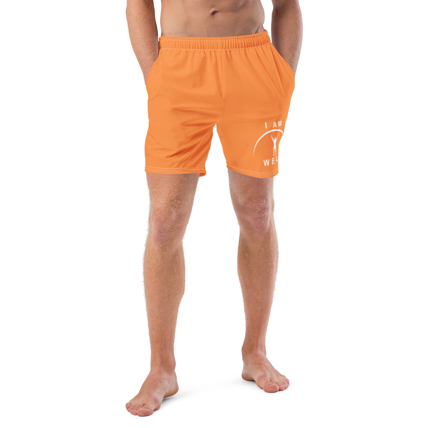 I AM WELL Men's Swim Trunks - Orange w/ White Logo