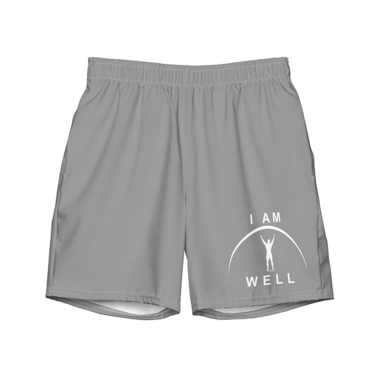 I AM WELL Men's Swim Trunks - Grey w/ White Logo