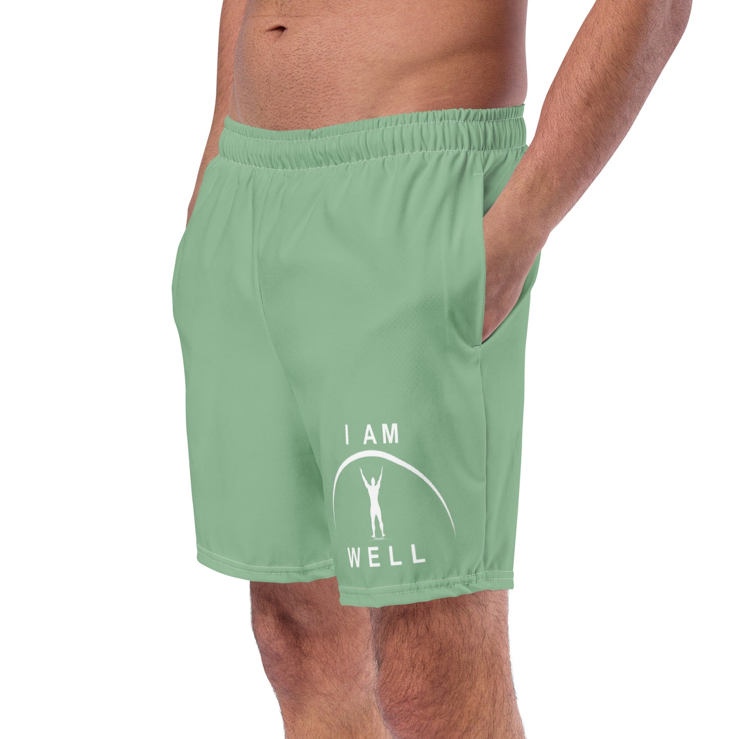 I AM WELL Men's Swim Trunks - Sea Green w/ White Logo