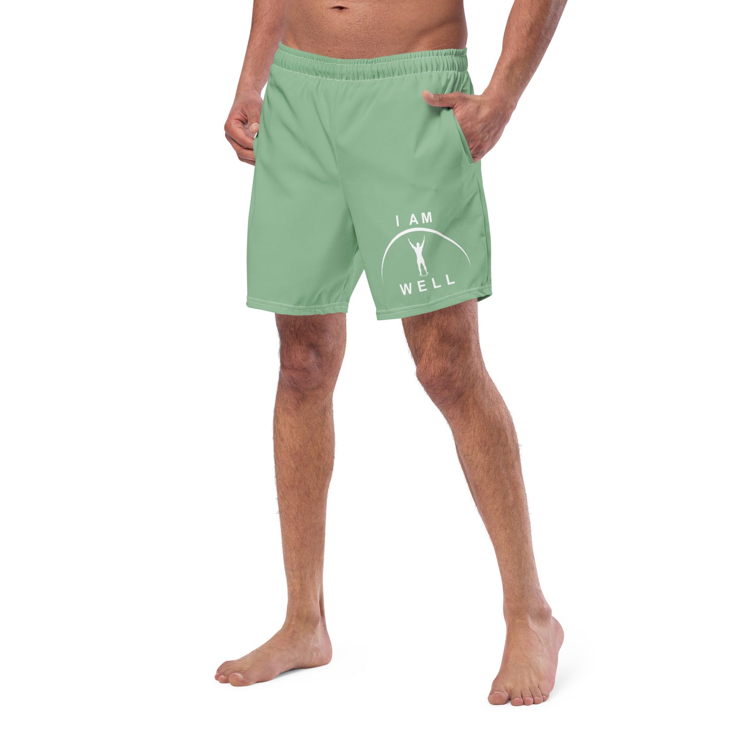 I AM WELL Men's Swim Trunks - Sea Green w/ White Logo