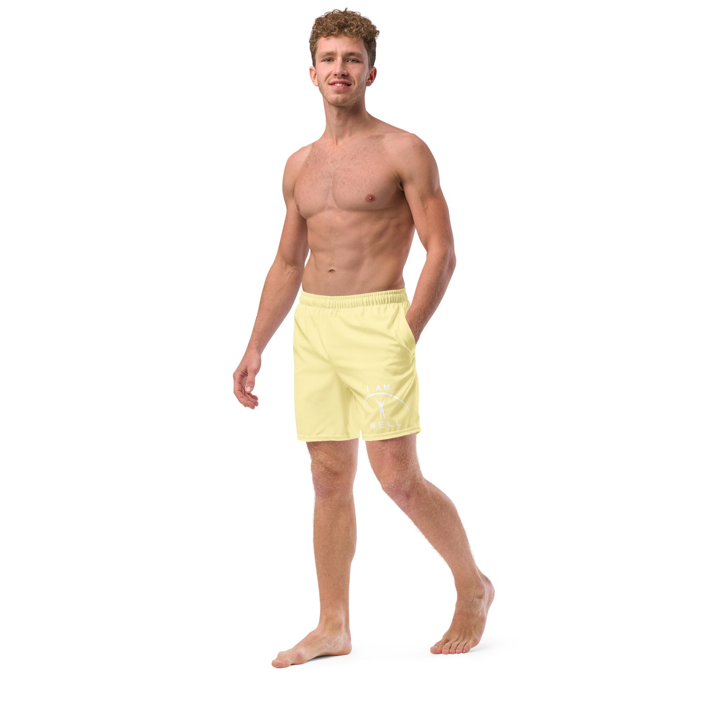 I AM WELL Men's Swim Trunks - Yellow w/ White Logo