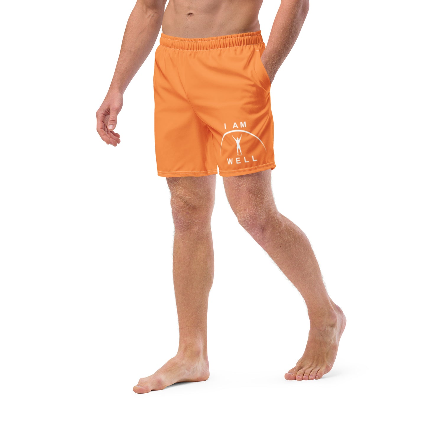 I AM WELL Men's Swim Trunks - Orange w/ White Logo