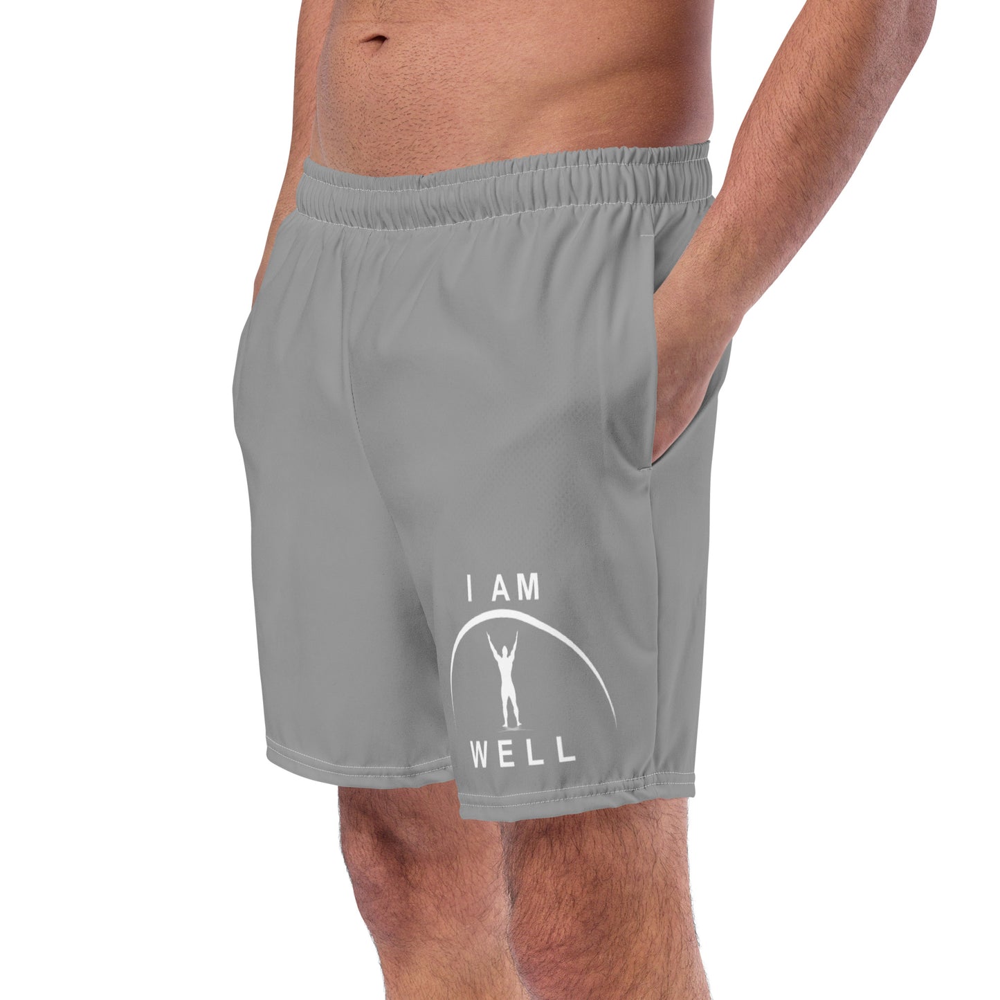 I AM WELL Men's Swim Trunks - Grey w/ White Logo