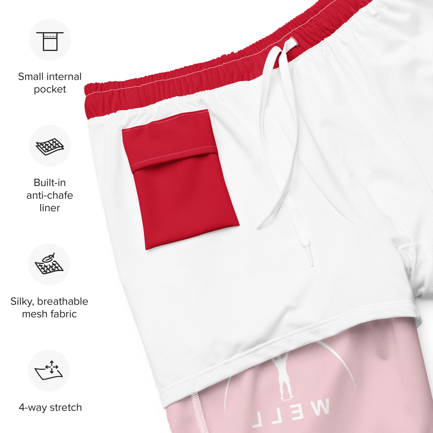 I AM WELL Men's Swim Trunks - Red w/ White Logo