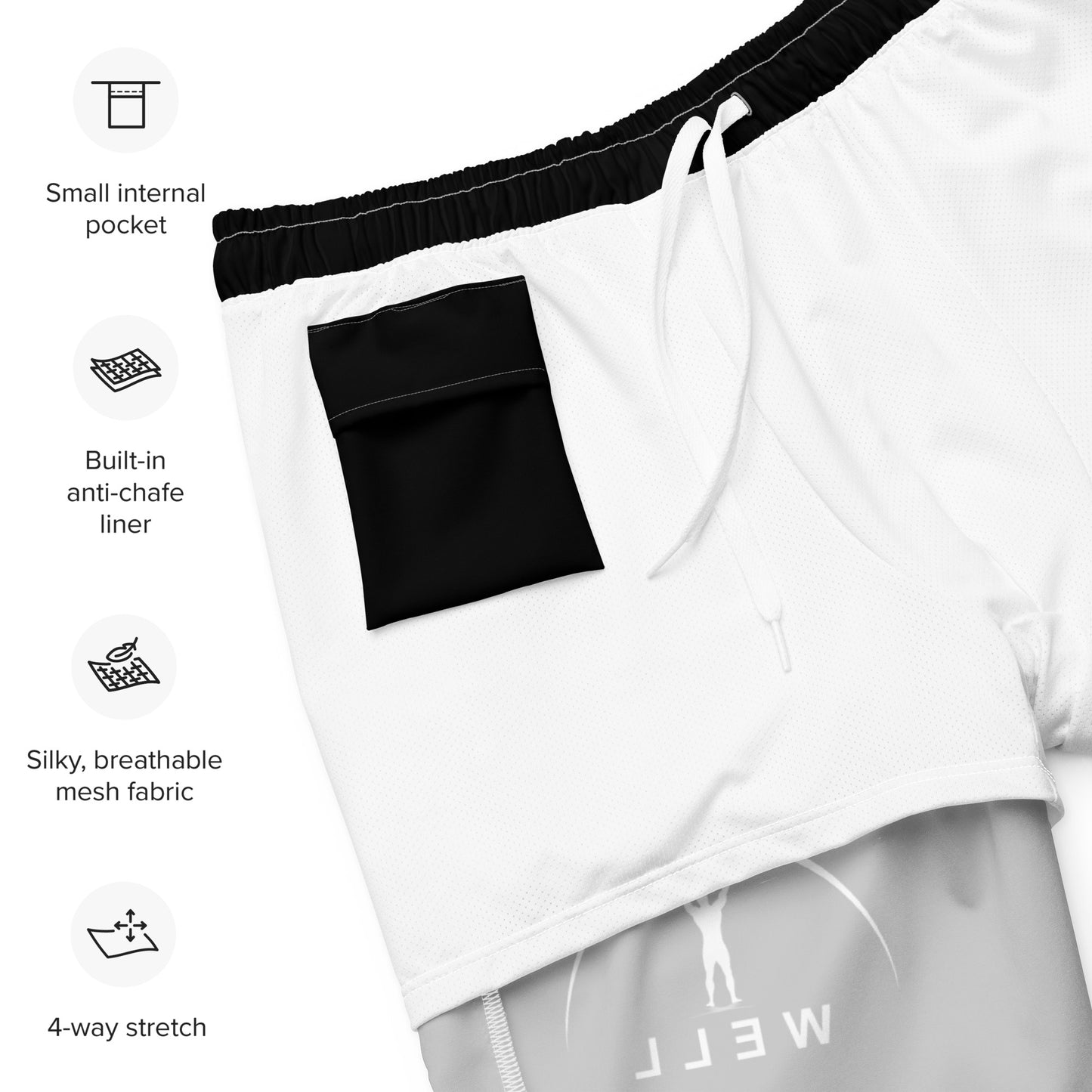 I AM WELL Men's Swim Trunks - Black w/ White Logo