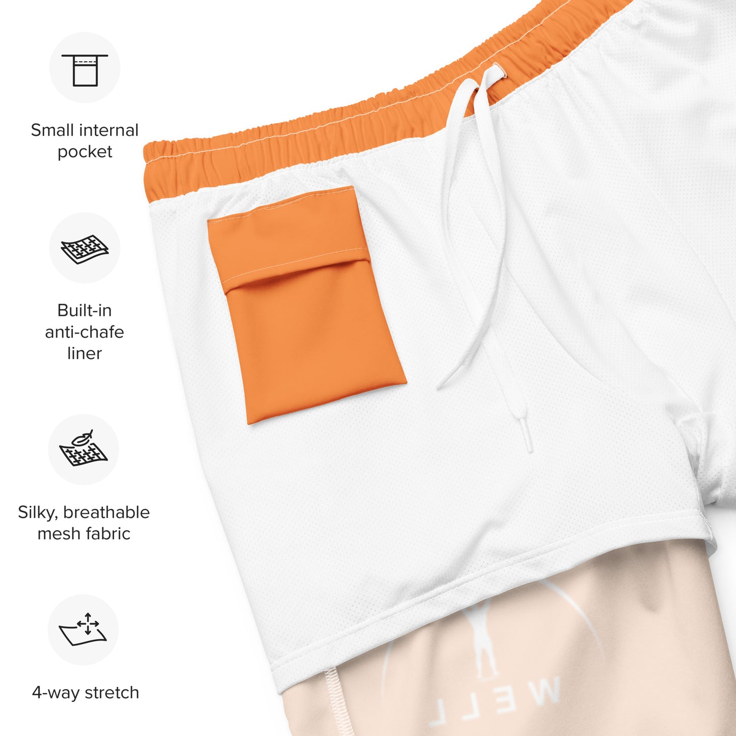 I AM WELL Men's Swim Trunks - Orange w/ White Logo