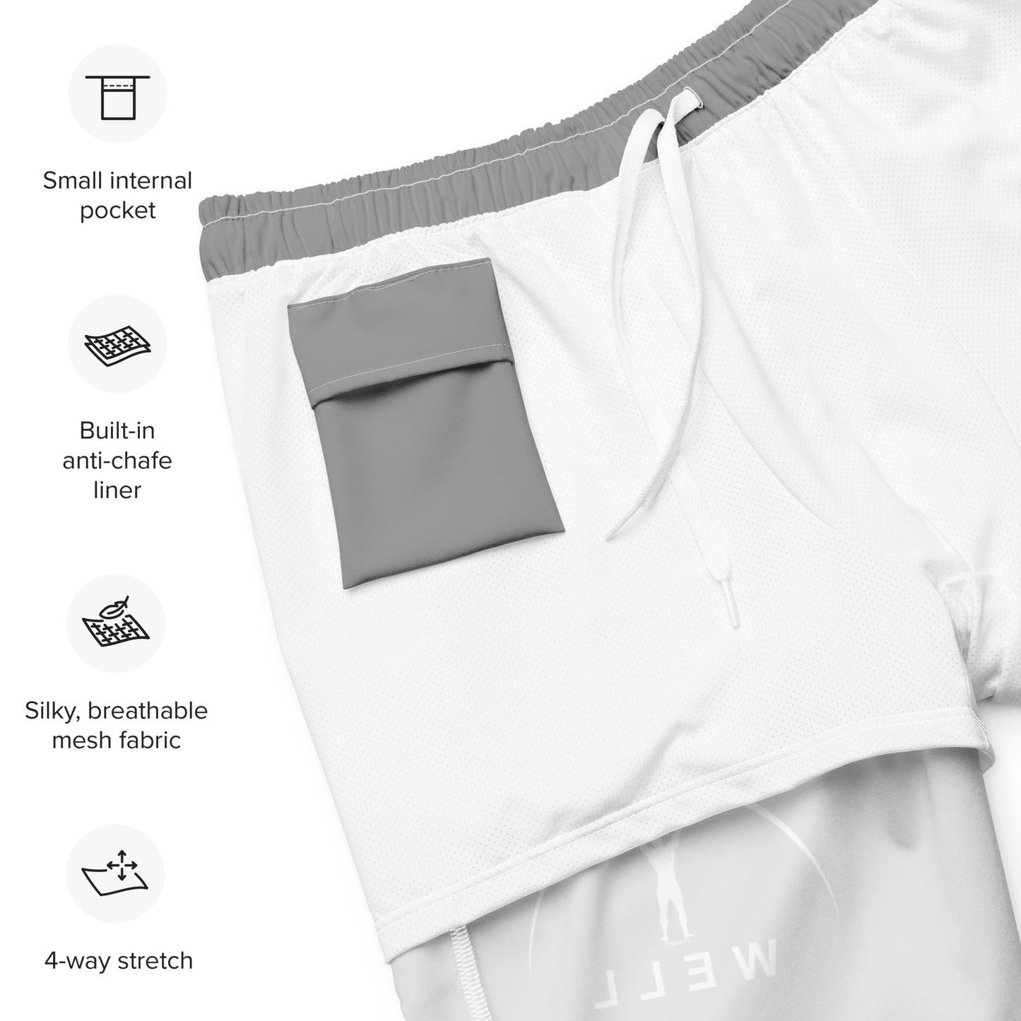 I AM WELL Men's Swim Trunks - Grey w/ White Logo