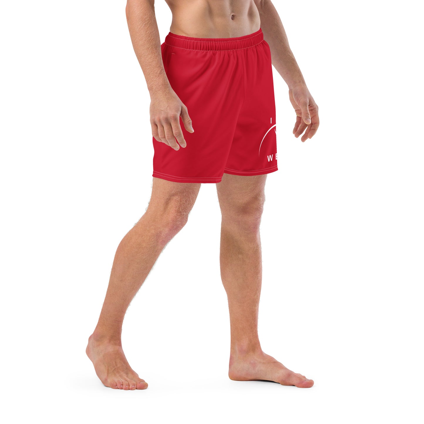 I AM WELL Men's Swim Trunks - Red w/ White Logo