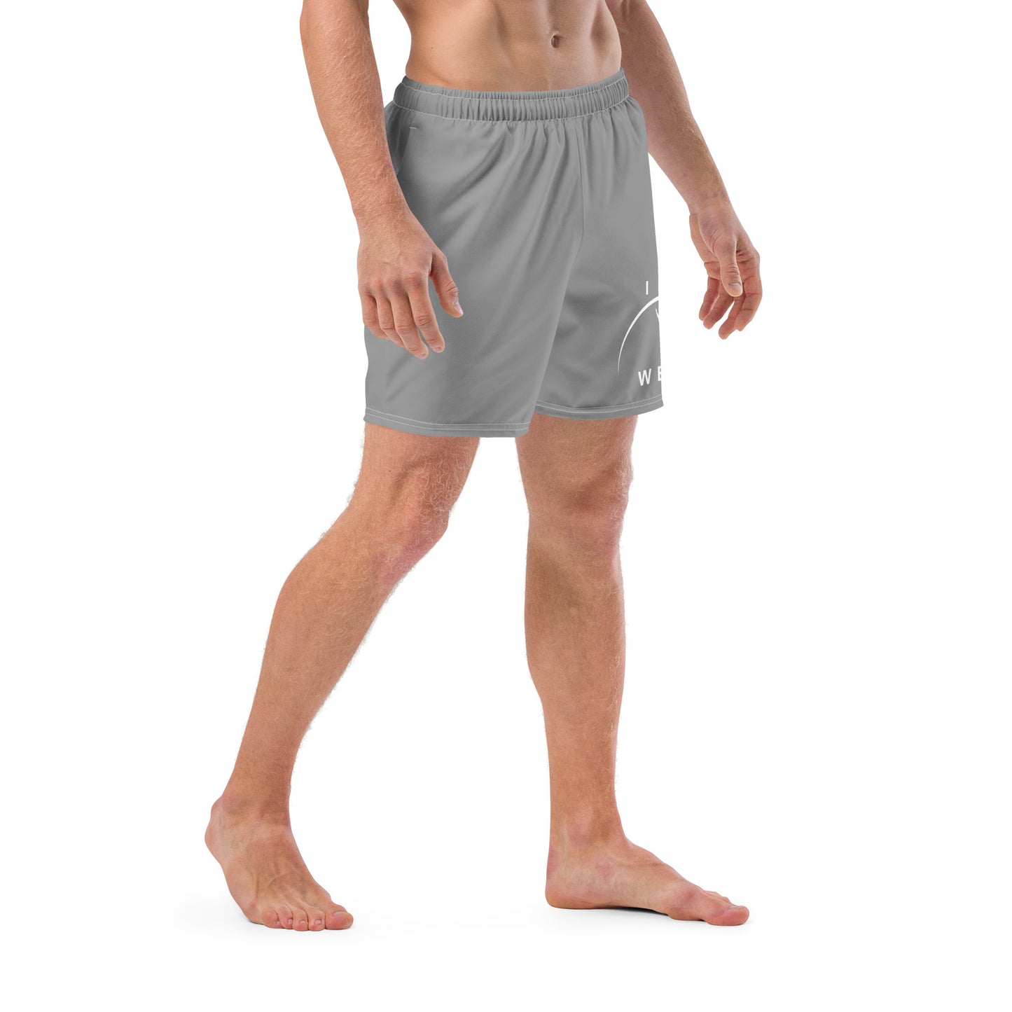 I AM WELL Men's Swim Trunks - Grey w/ White Logo