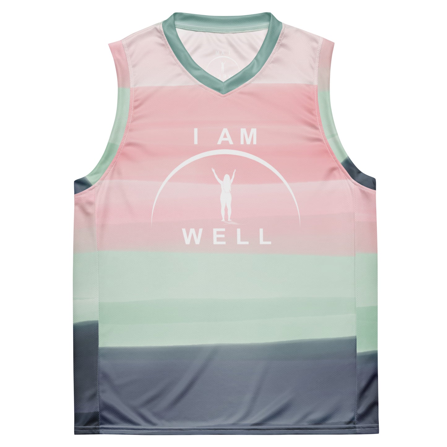 I AM WELL Women's Basketball Jersey Striped w/ White Logo