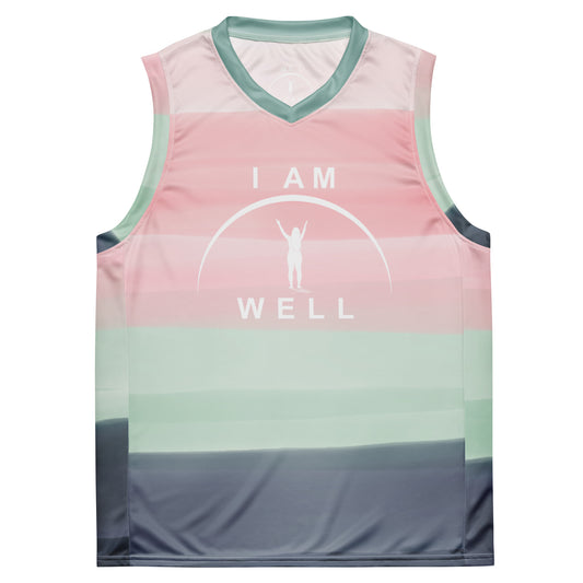 I AM WELL Women's Basketball Jersey Striped w/ White Logo