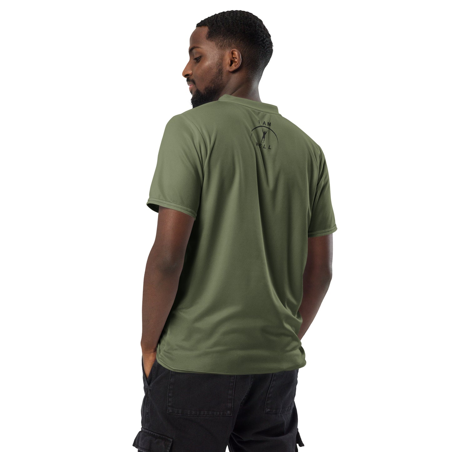 I AM WELL Men's Sports Jersey - OD Green w/ Black Logo