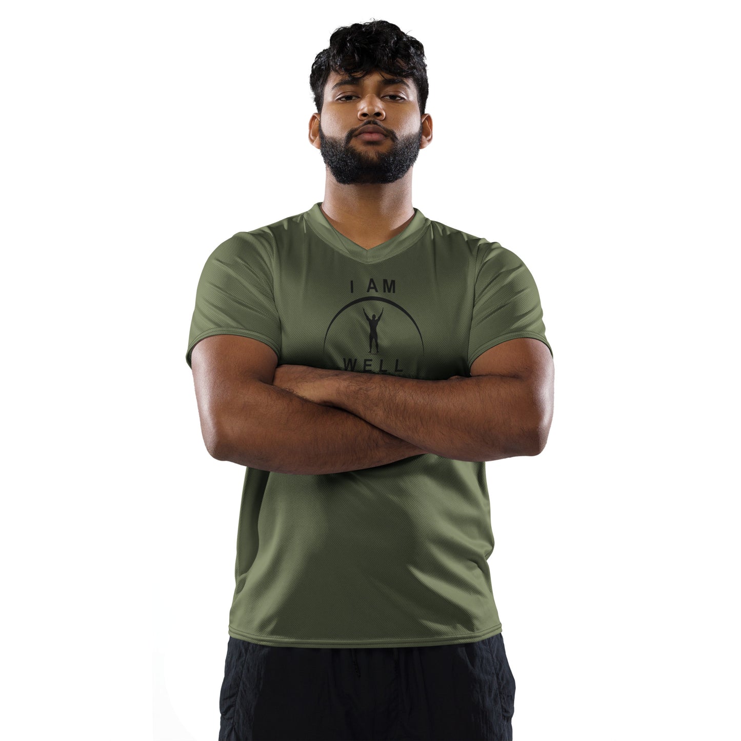 I AM WELL Men's Sports Jersey - OD Green w/ Black Logo