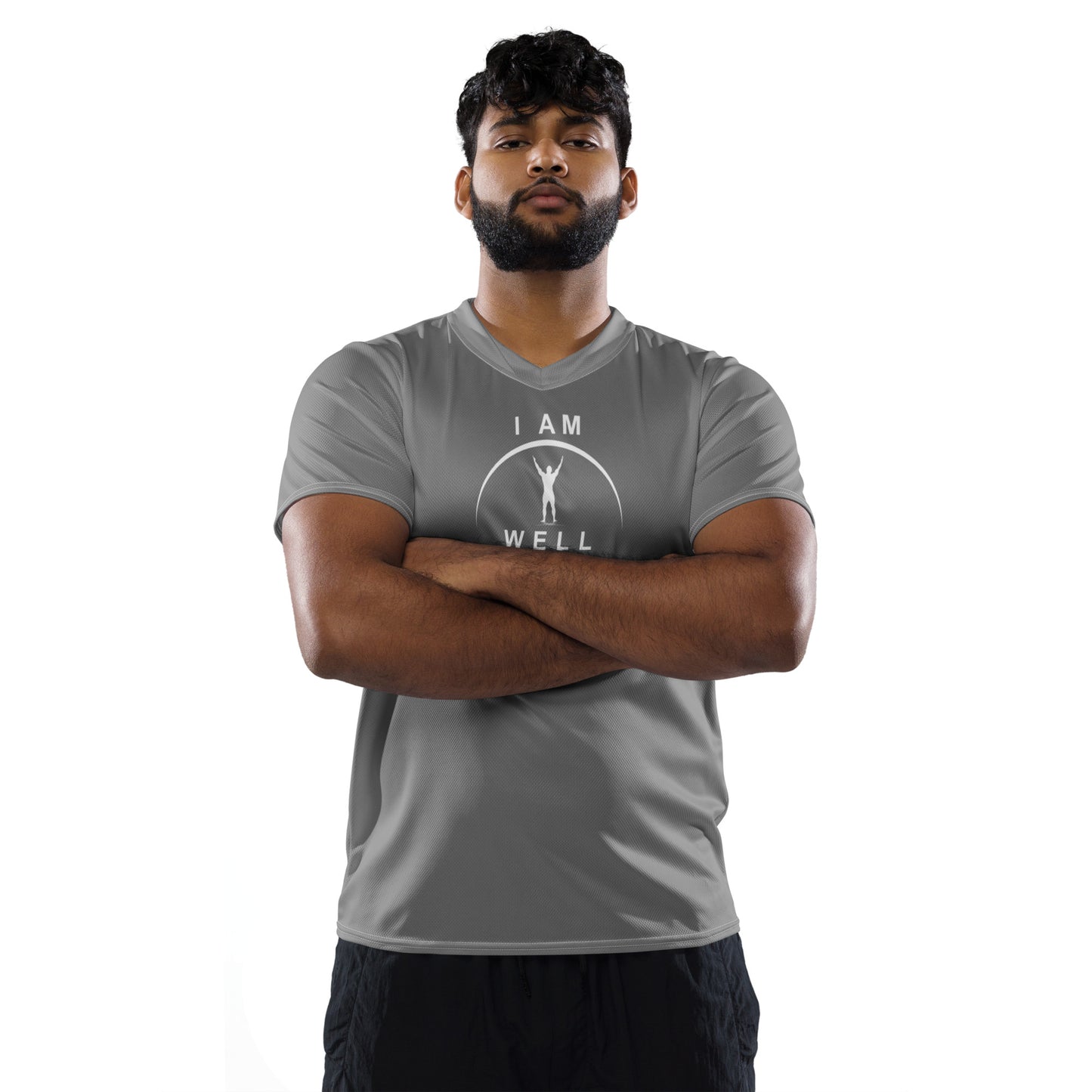 I AM WELL Men's Sports Jersey - Grey w/ White Logo