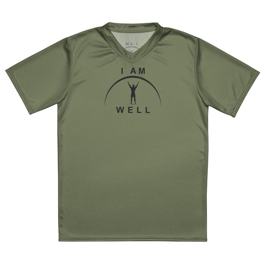 I AM WELL Men's Sports Jersey - OD Green w/ Black Logo