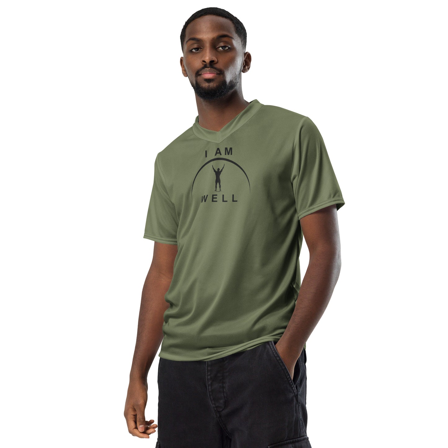 I AM WELL Men's Sports Jersey - OD Green w/ Black Logo