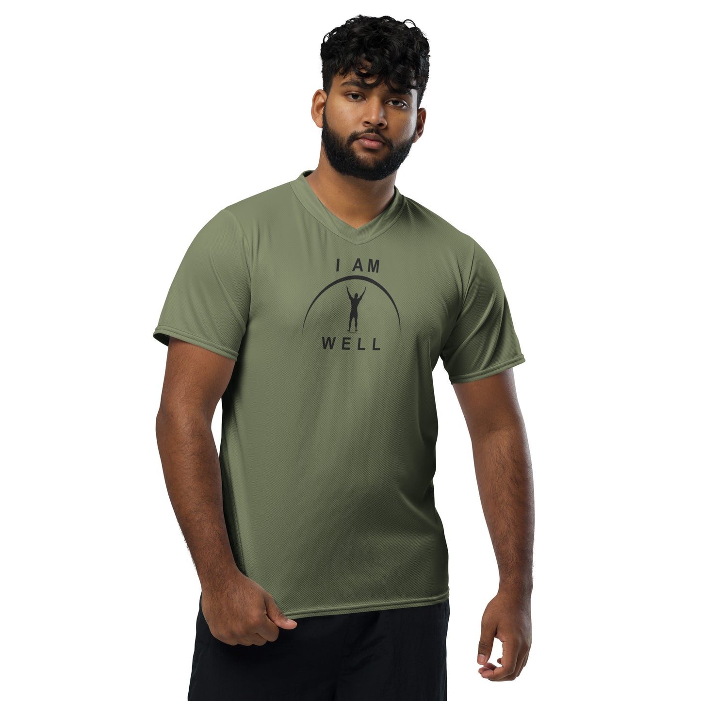 I AM WELL Men's Sports Jersey - OD Green w/ Black Logo