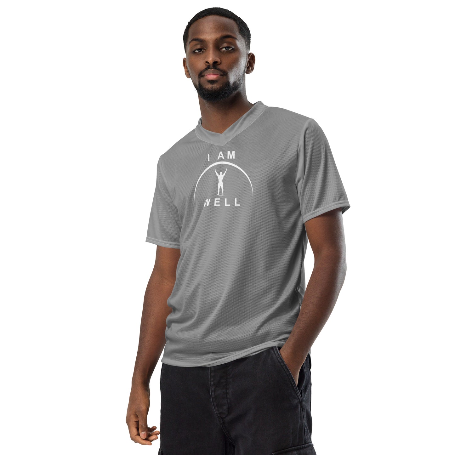 I AM WELL Men's Sports Jersey - Grey w/ White Logo