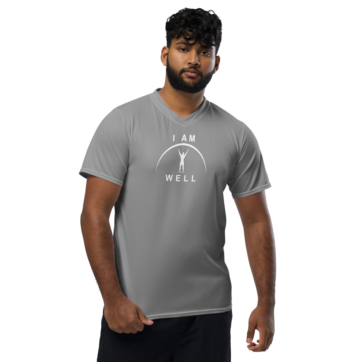 I AM WELL Men's Sports Jersey - Grey w/ White Logo