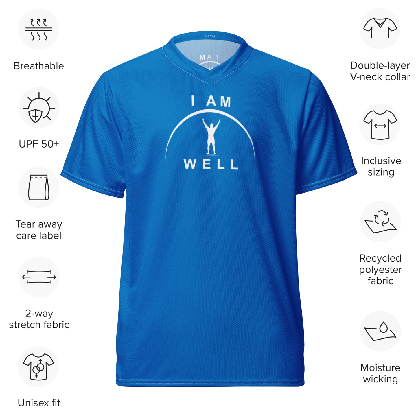 I AM WELL Men's Sports Jersey - Blue w/ White Logo