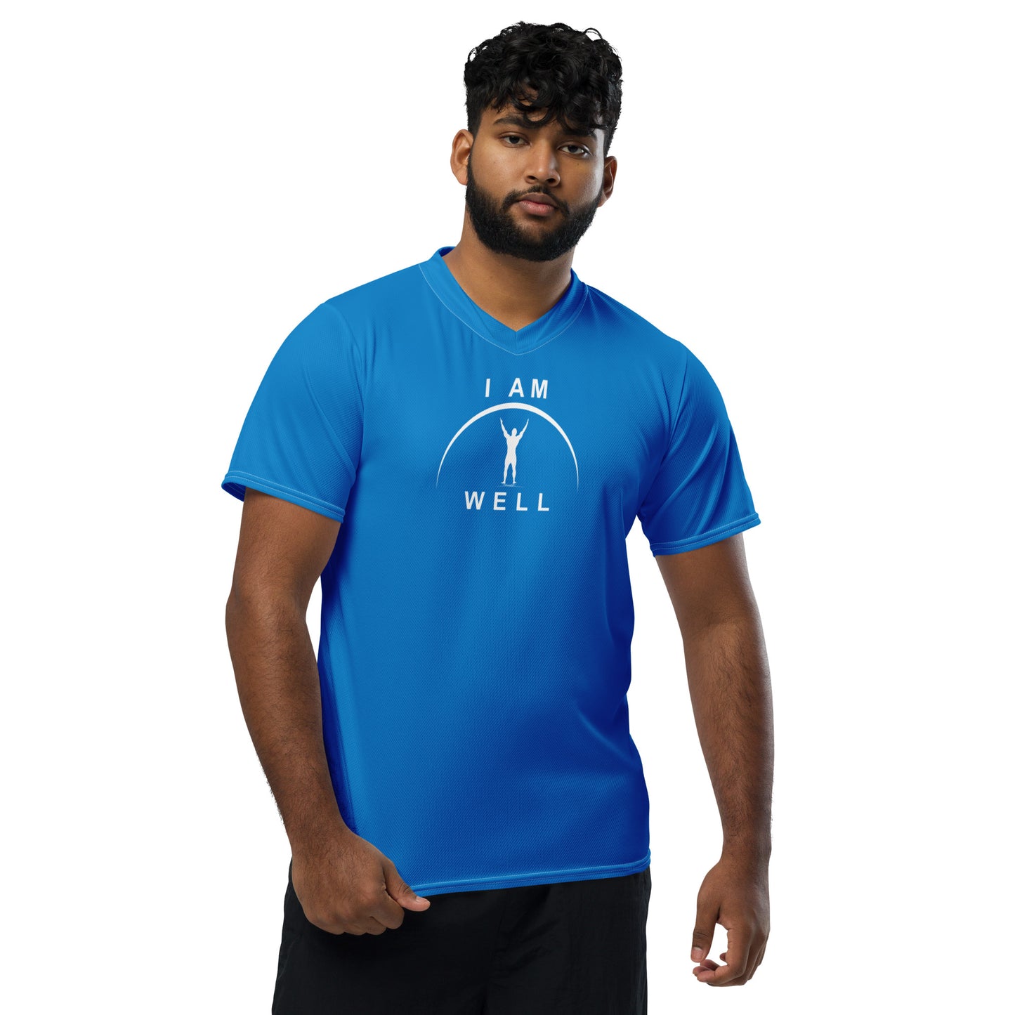 I AM WELL Men's Sports Jersey - Blue w/ White Logo