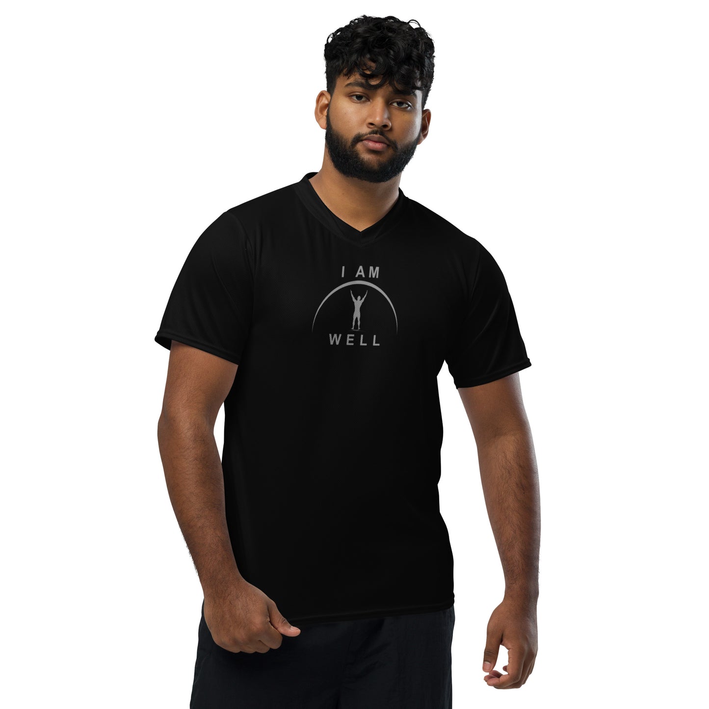 I AM WELL Men's Sports Jersey - Black w/ Grey Logo