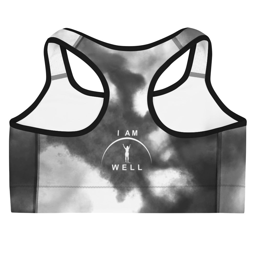 I AM WELL Women's Sports Bra Smoke w/ White Logo